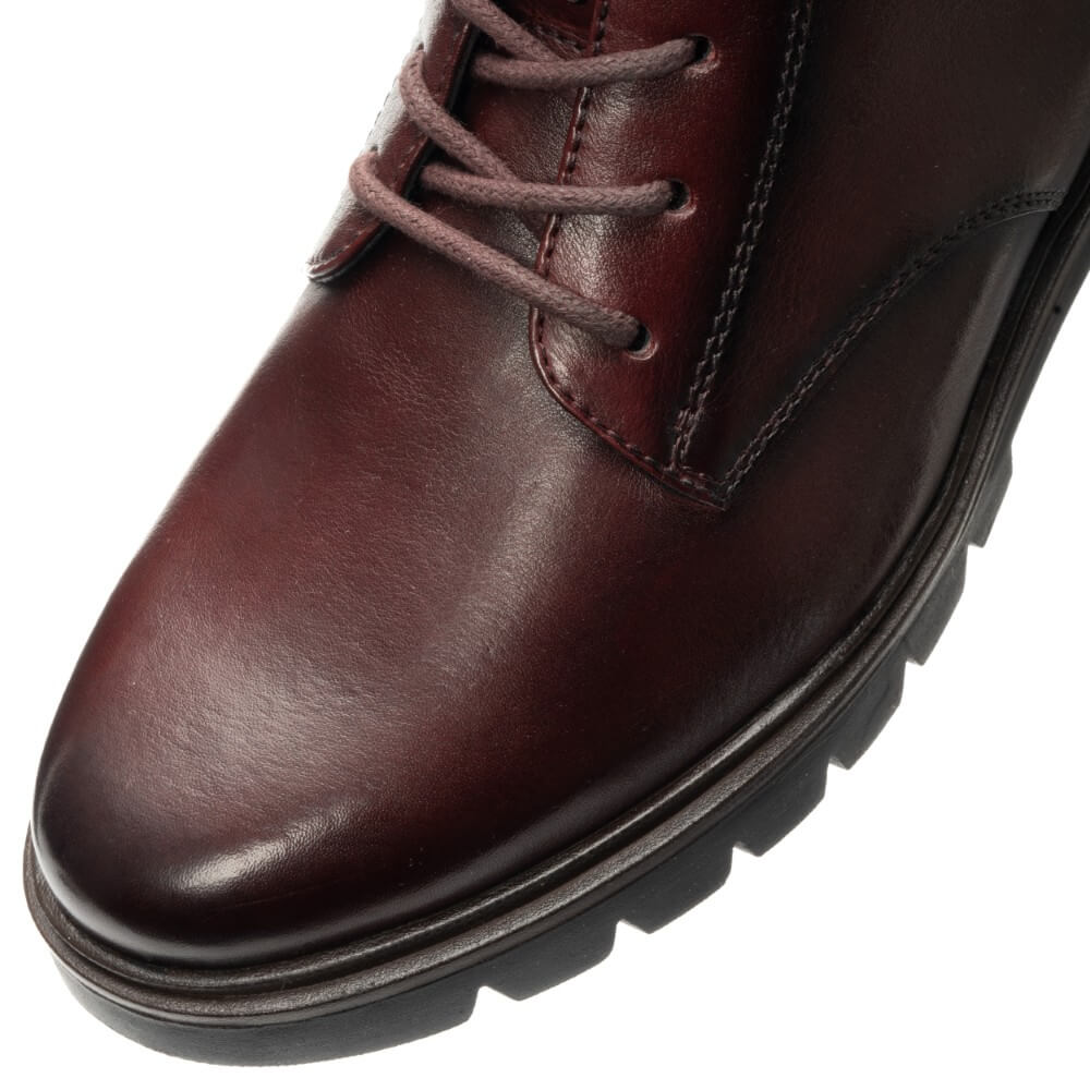 Ara Cambridge Laced Leather Ankle Boots 12-11260 Wine