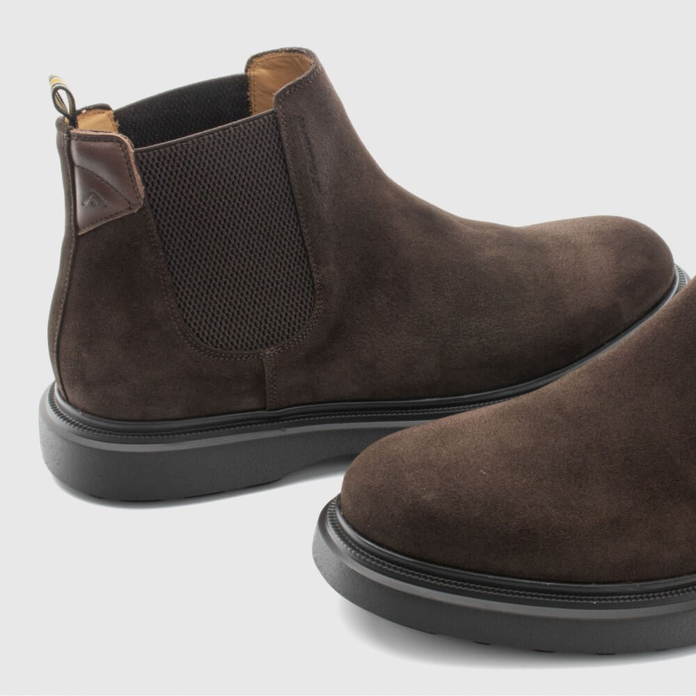 Pair of brown suede Chelsea boots on a light gray background Ambitious Lorenzo Suede Chelsea boots 14019 TDM Brown