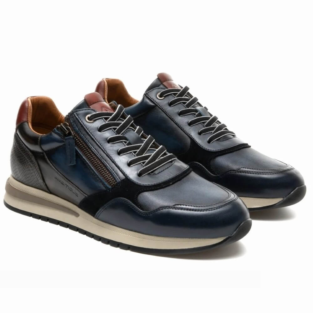 Navy Gents Leather Trainers