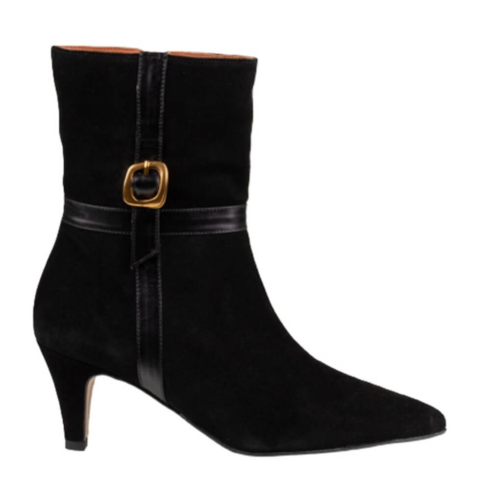 Black suede boots with buckles Ángel Alarcón Florine 25602 Suede Ankle Boot-BLACK