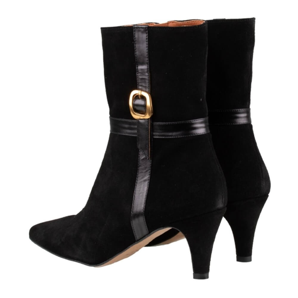 Black suede boots with buckles Ángel Alarcón Florine 25602 Suede Ankle Boot-BLACK
