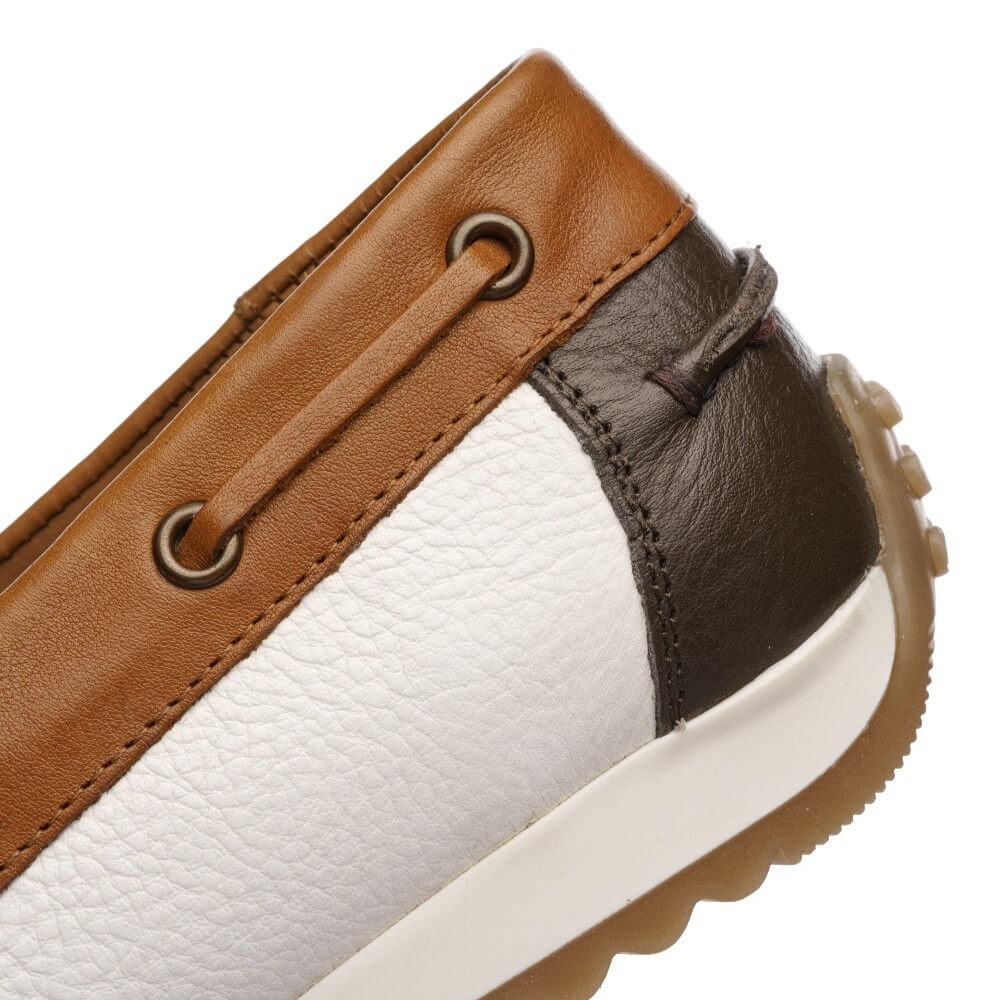 Ara 12-27704 New Port Leather Boat Shoes White & Tan