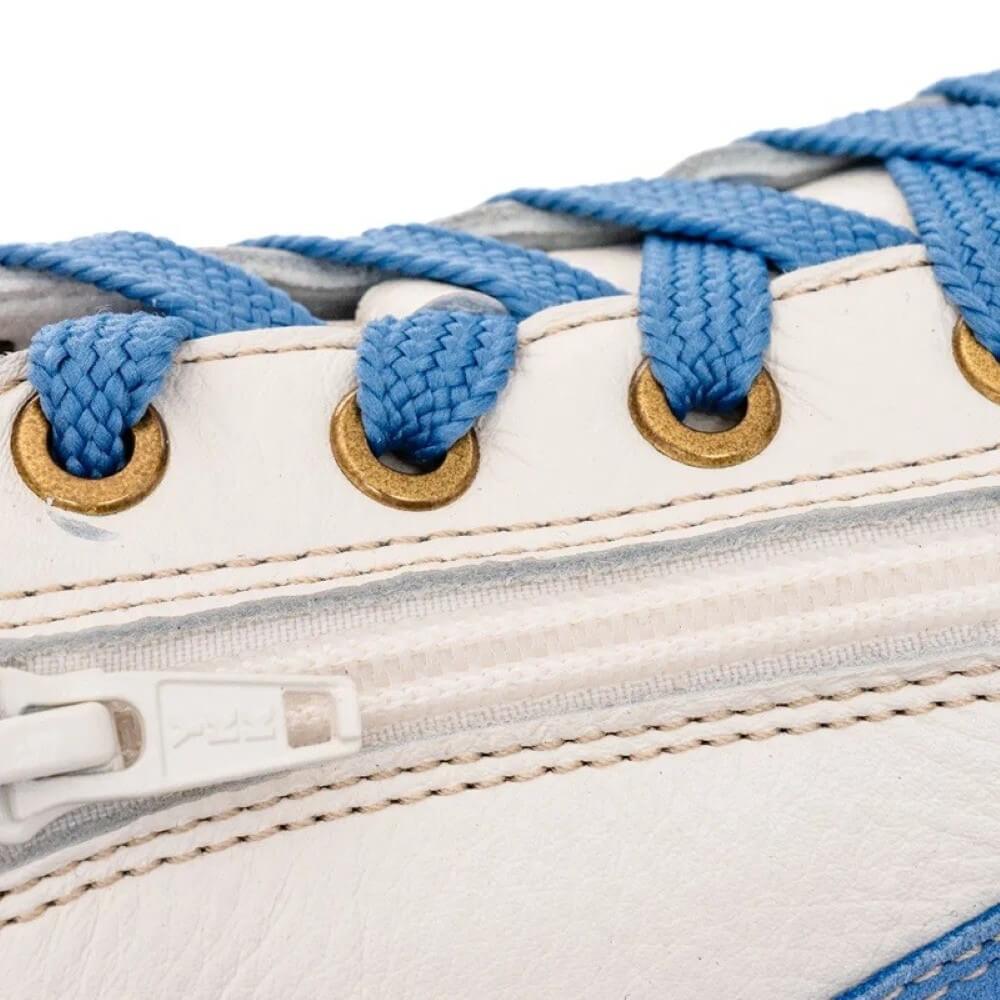 Ara Rom 12-50004 White sneaker with blue accents and leopard print details on a white background