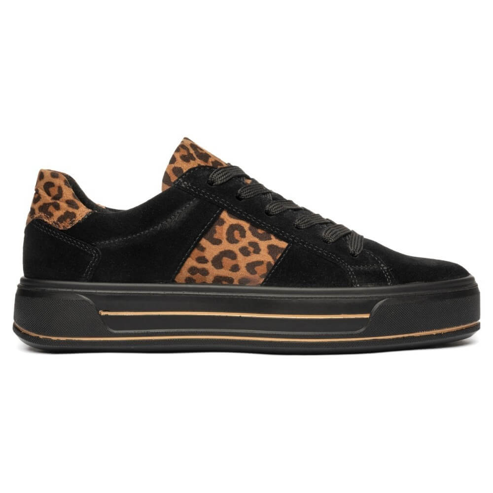 Ara Canberra 12-23004 H Fit Trainer Black Leopard Suede