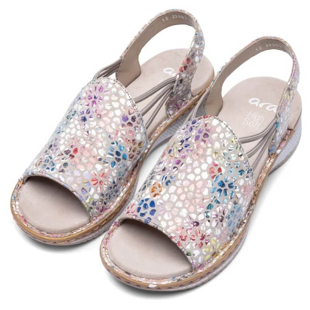 ara Multi-coloured floral sandal on a white background