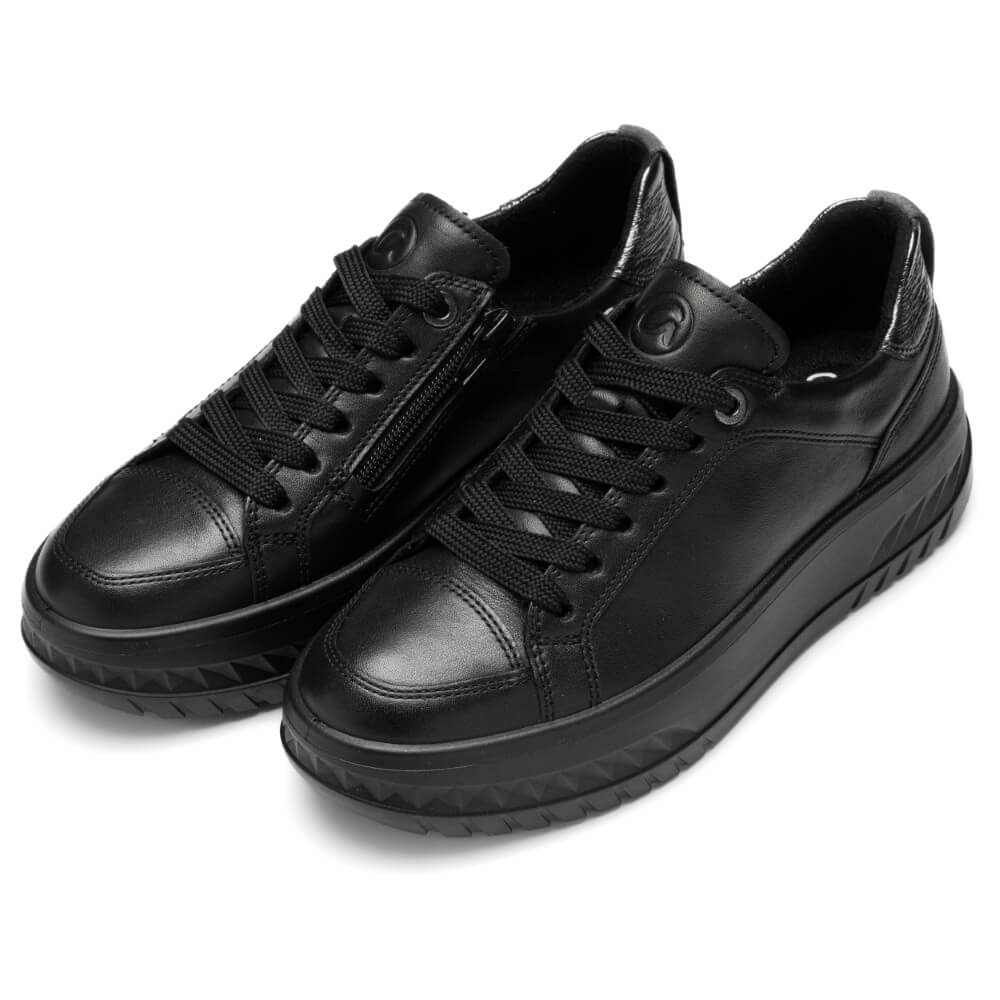 Black leather sneaker on a white background Ara Monaco 2 Trainer 12-4670