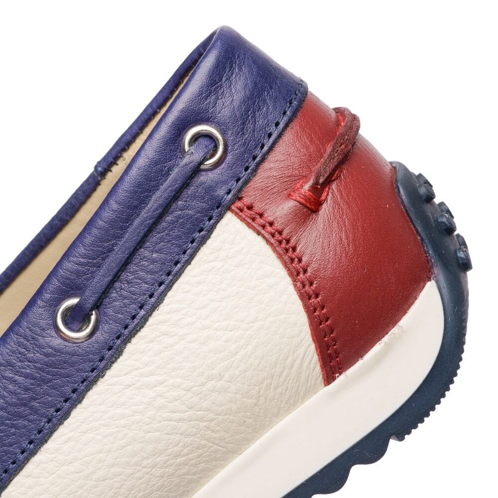 Ara New Port 12-27704 Leather Boat Shoes Cream Ink Blue