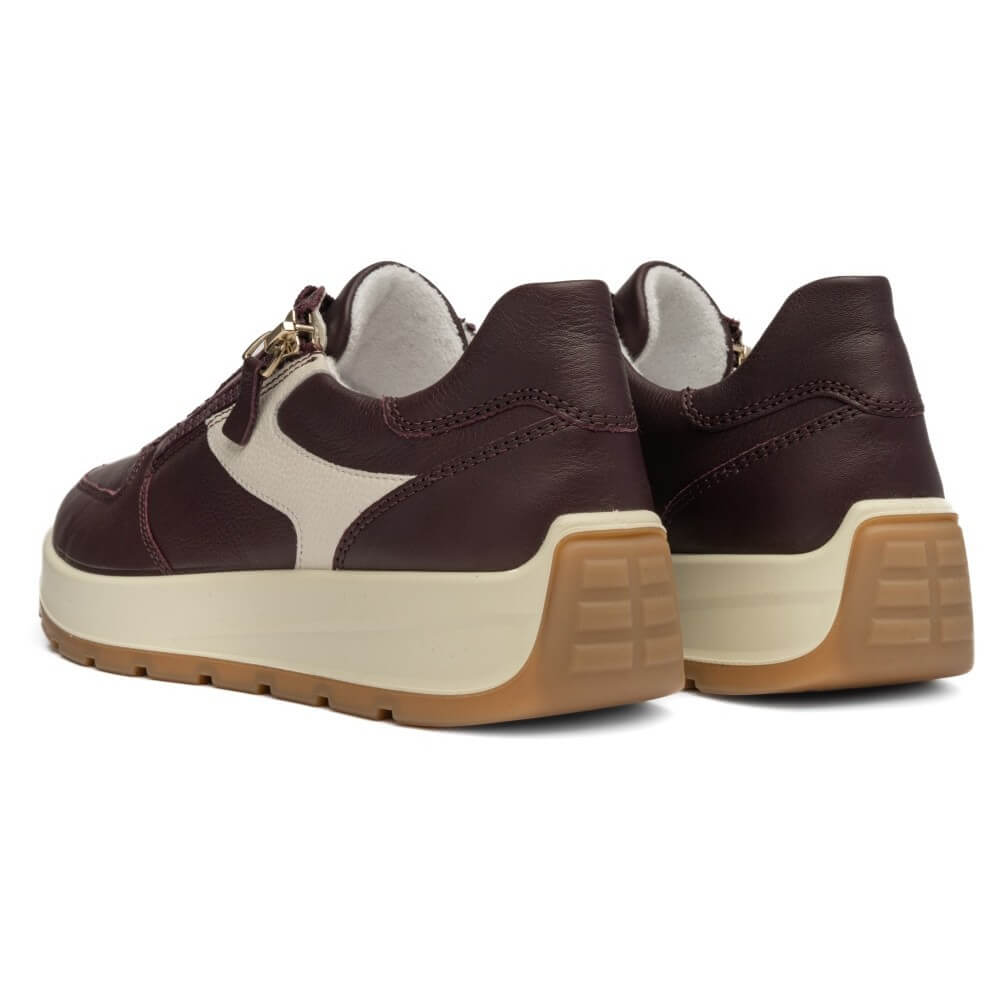 Ara New York 12-25112 Leather Trainer Wine Merlot