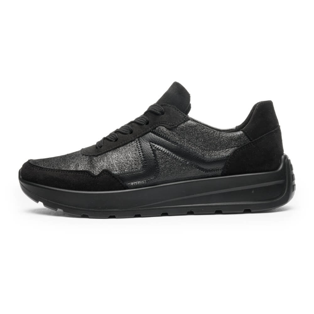 Black and gray sneaker on a white background Ara New York H Fit 12-25113-BLACK