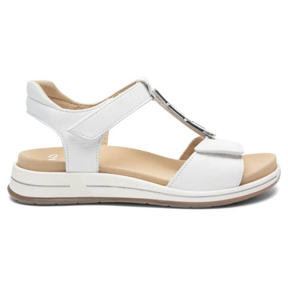 Ara White Leather Velcro sandal