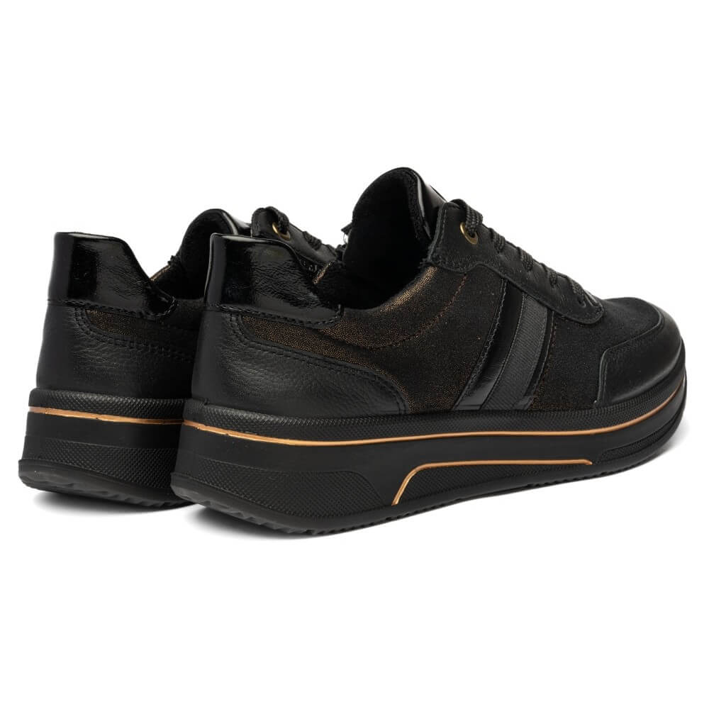 Ara Sapporo 12-27553 Black Leather Laced Trainer