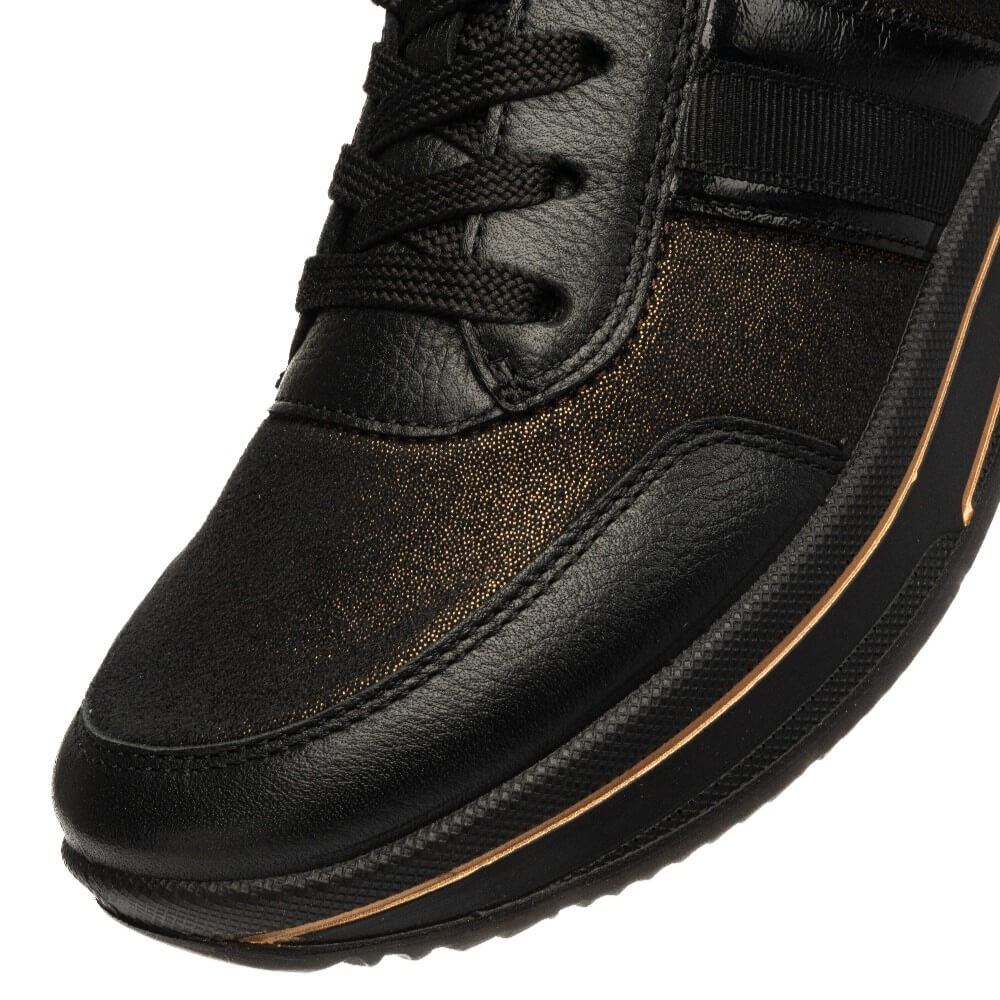 Ara Sapporo 12-27553 Black Leather Laced Trainer
