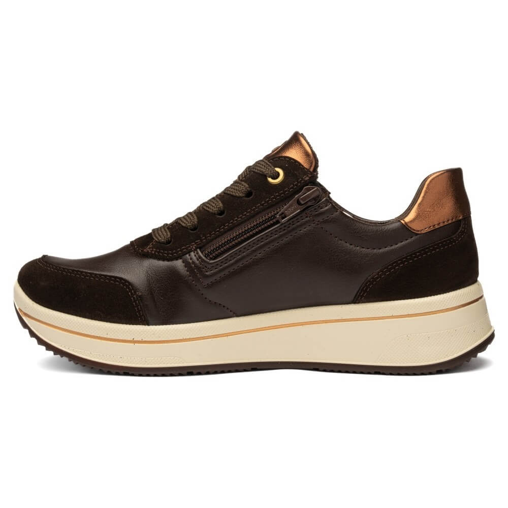 ara Brown and bronze sneaker on a white background