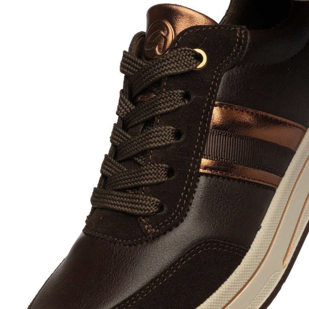 ara Brown and bronze sneaker on a white background