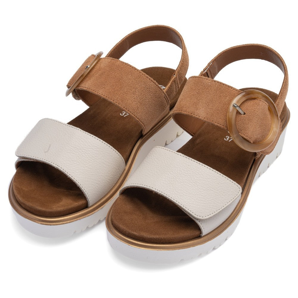 ara white and tan sandals