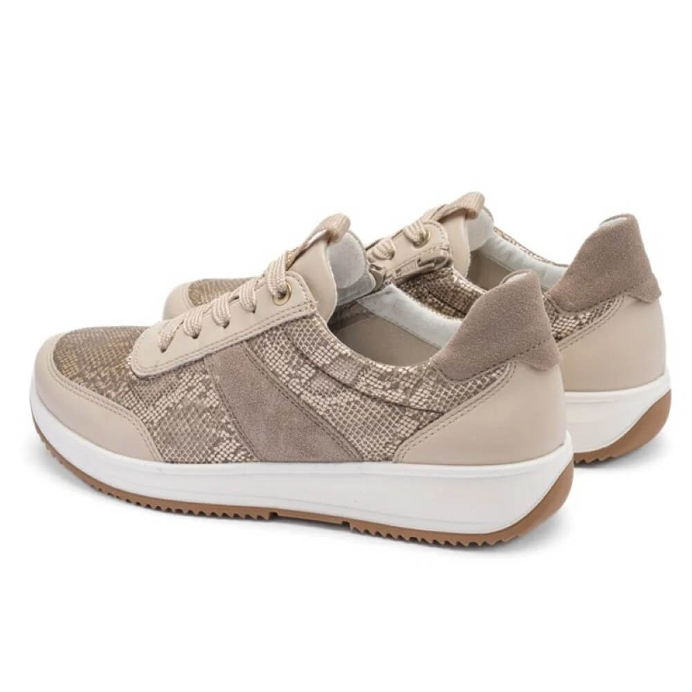 Ara Osaka 12-25532 Stretch Leather H-Fit Trainers Beige Cashmere