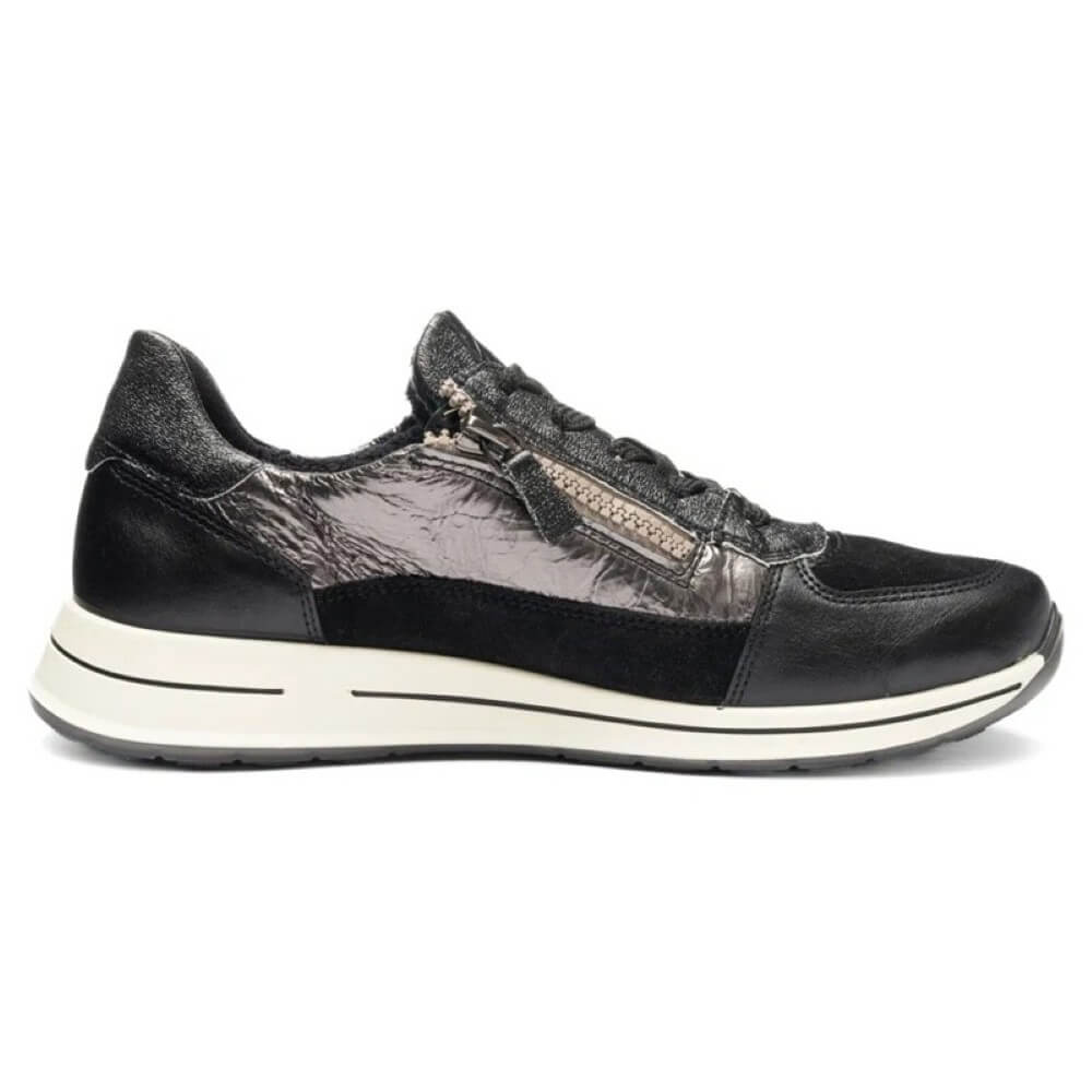 Ara Osaka 2 Leather Trainers H-Fit 12-24826 Black