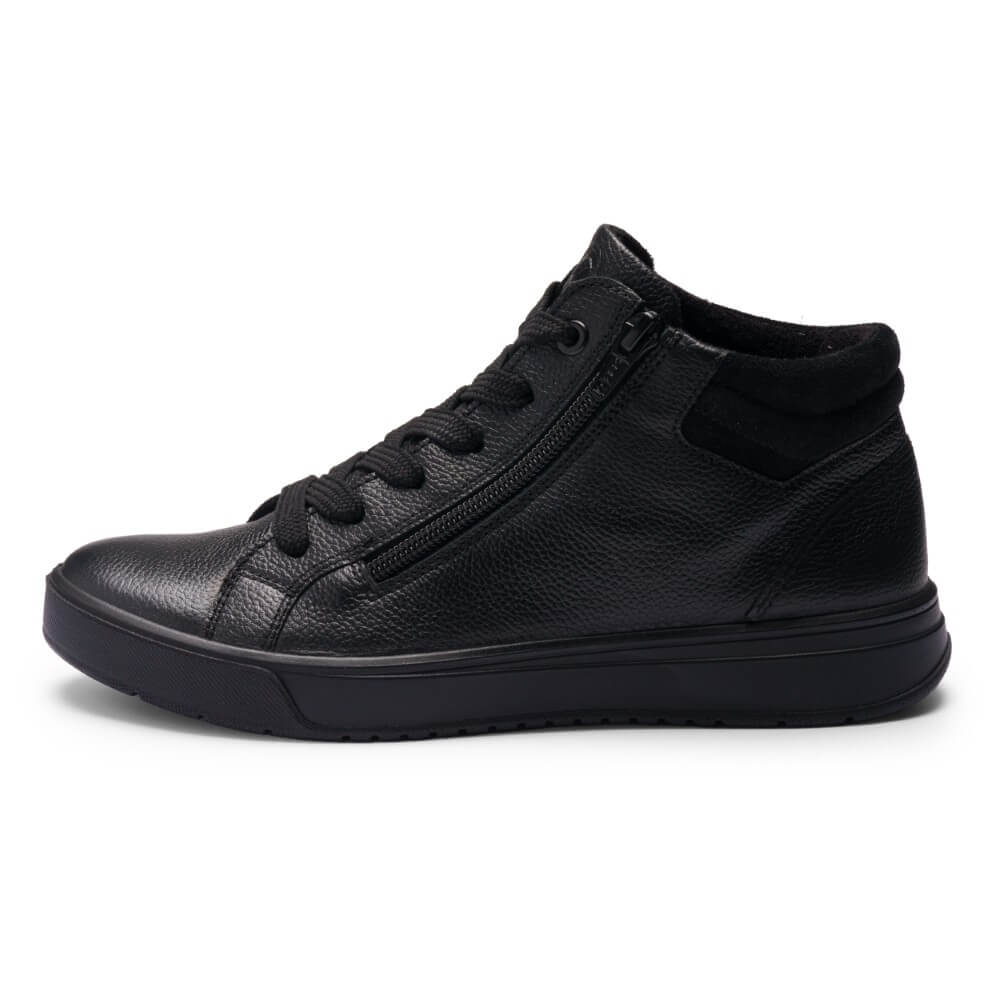 Black Leather Laced hi-top with a zipper