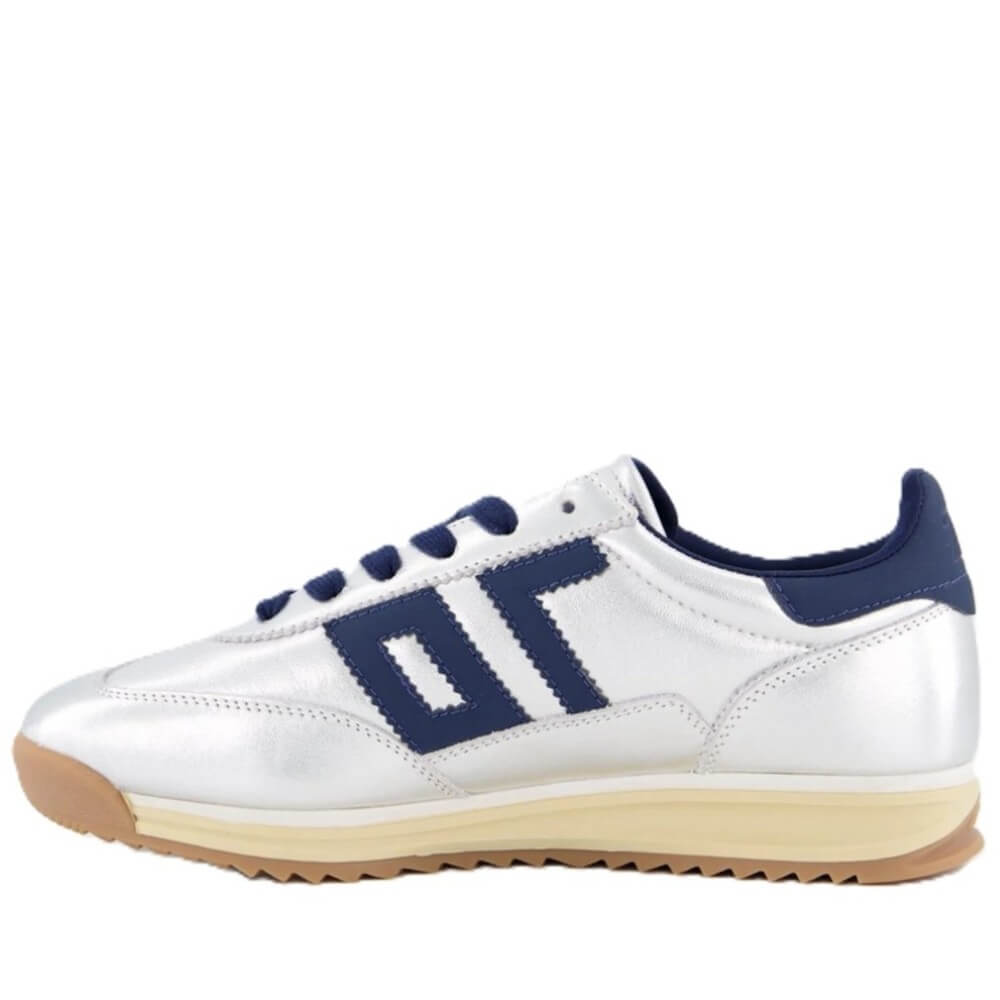 Silver sneaker with blue accents on a white background Back 70 Jogger MN43 Retro Trainer Silver Navy