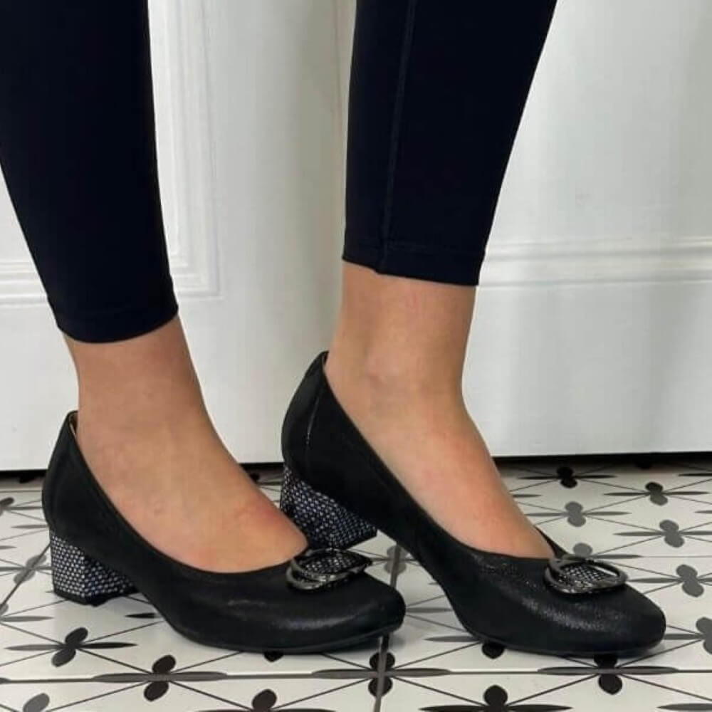 Bioeco 6415 Court shoe H Fit -BLACK COMBI colour 2677+1735+1290