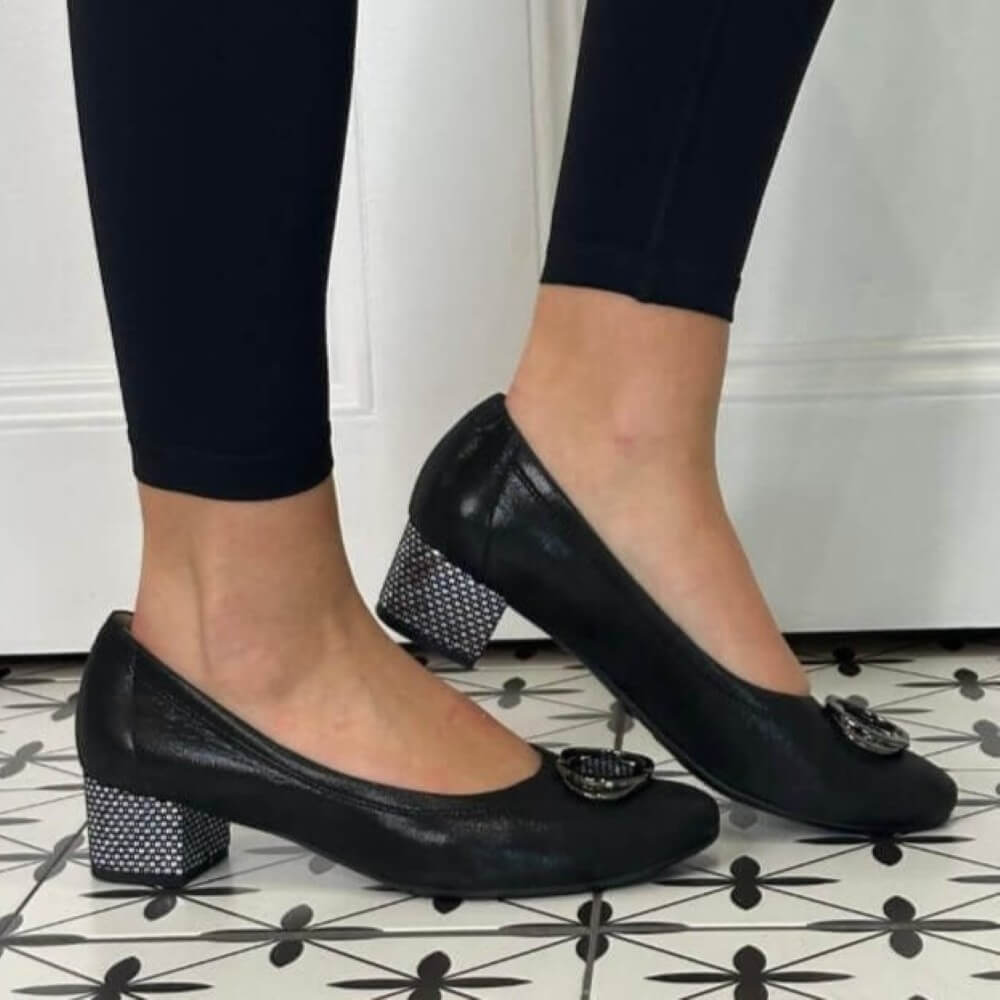Bioeco 6415 Court shoe H Fit -BLACK COMBI colour 2677+1735+1290