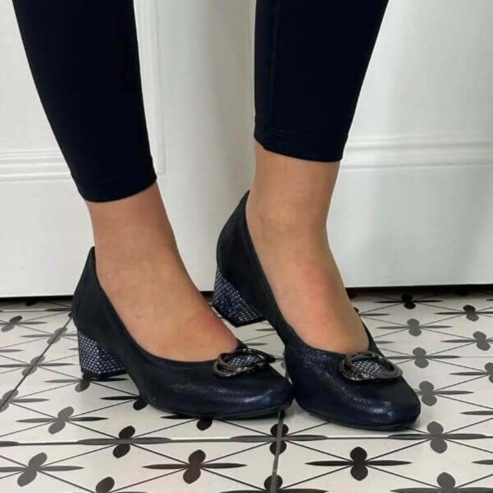 Bioeco 6415 Court shoe H Fit -NAVY COMBI Style 6415 Colour 2558+1734+1290