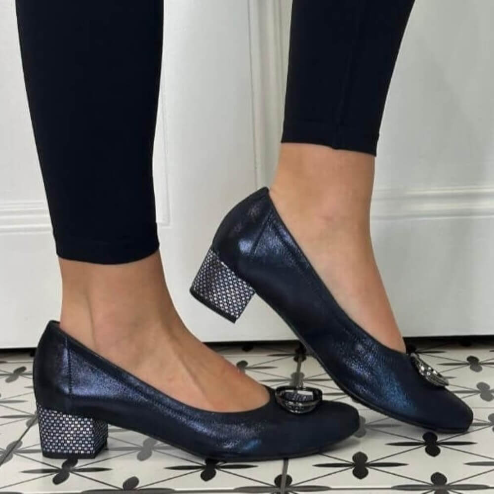 Bioeco 6415 Court shoe H Fit -NAVY COMBI Style 6415 Colour 2558+1734+1290