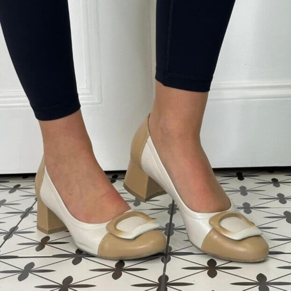 Bioeco Low Court Shoe 6631 Beige & Cream Style 6631 Colour 2380+2170