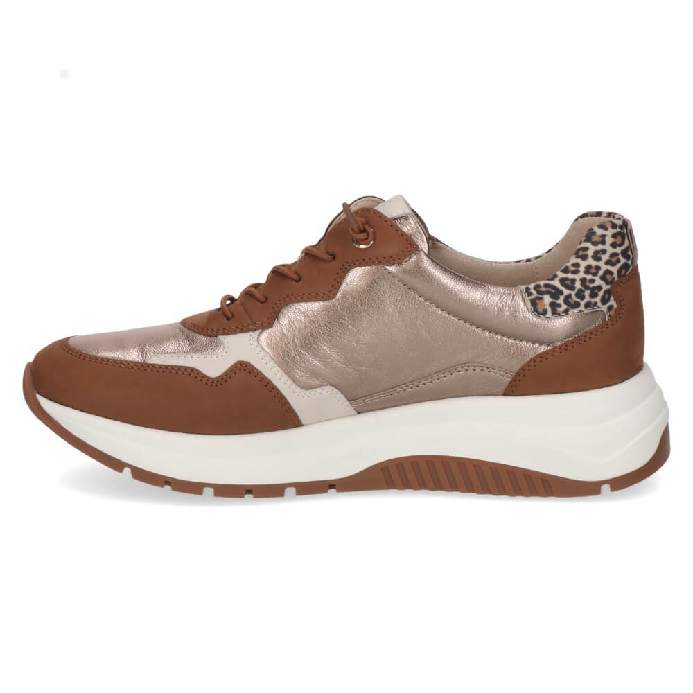 Caprice 9-23754 Leather Trainer Elastic Laces Cognac