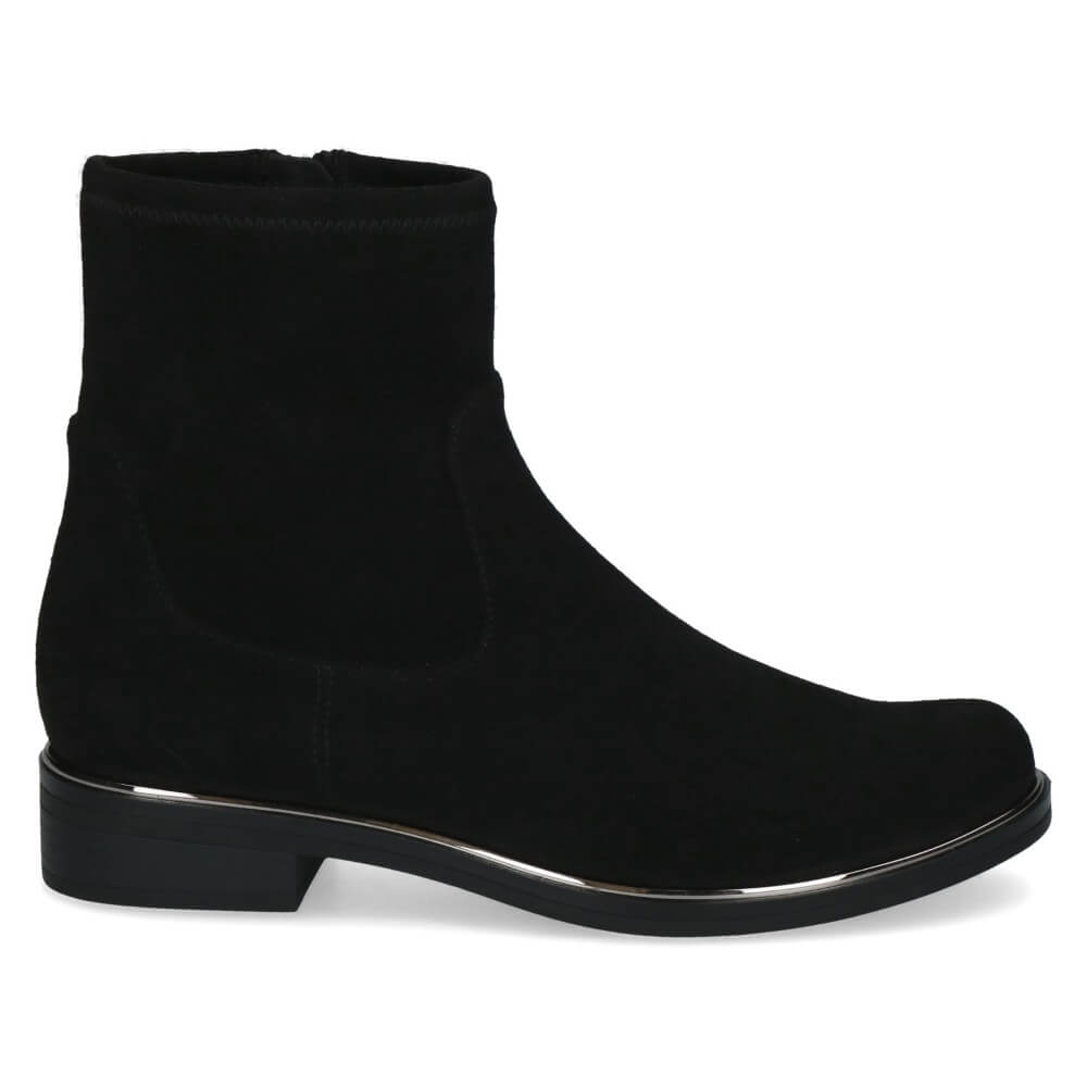 Caprice Black Low flat ankle boot on a white background