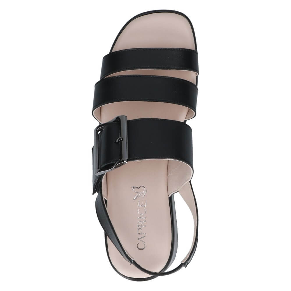 Caprice Black Leather Platform Sandal