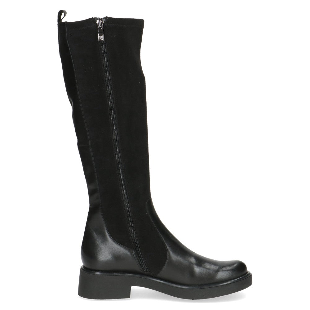 Black knee-high boot on a white background Caprice Knee High Leather Boots 9-26505