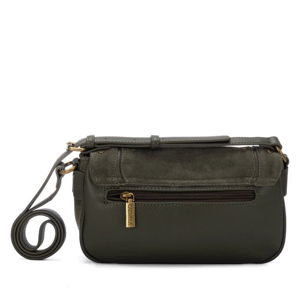 Carmela 186236 Suede Crossbody Bag Khaki