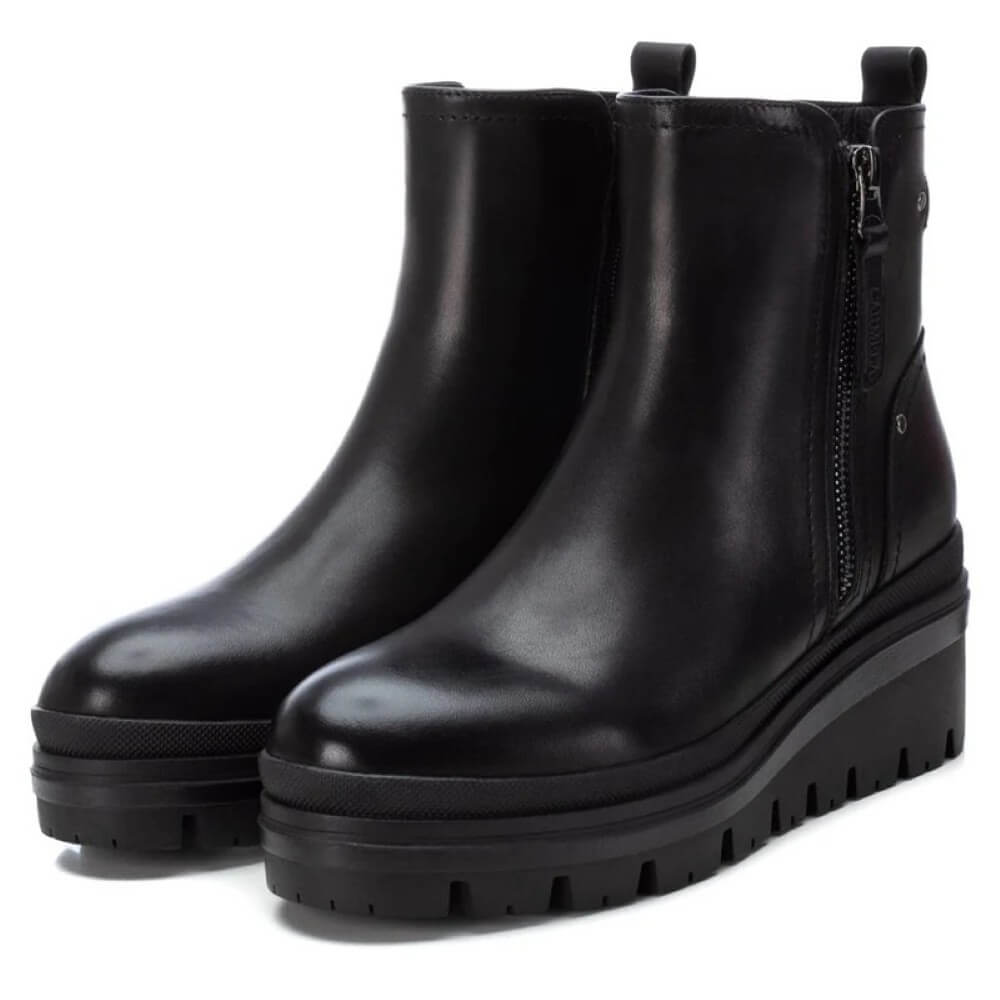 Carmela Black Leather Wedge Boot 162009
