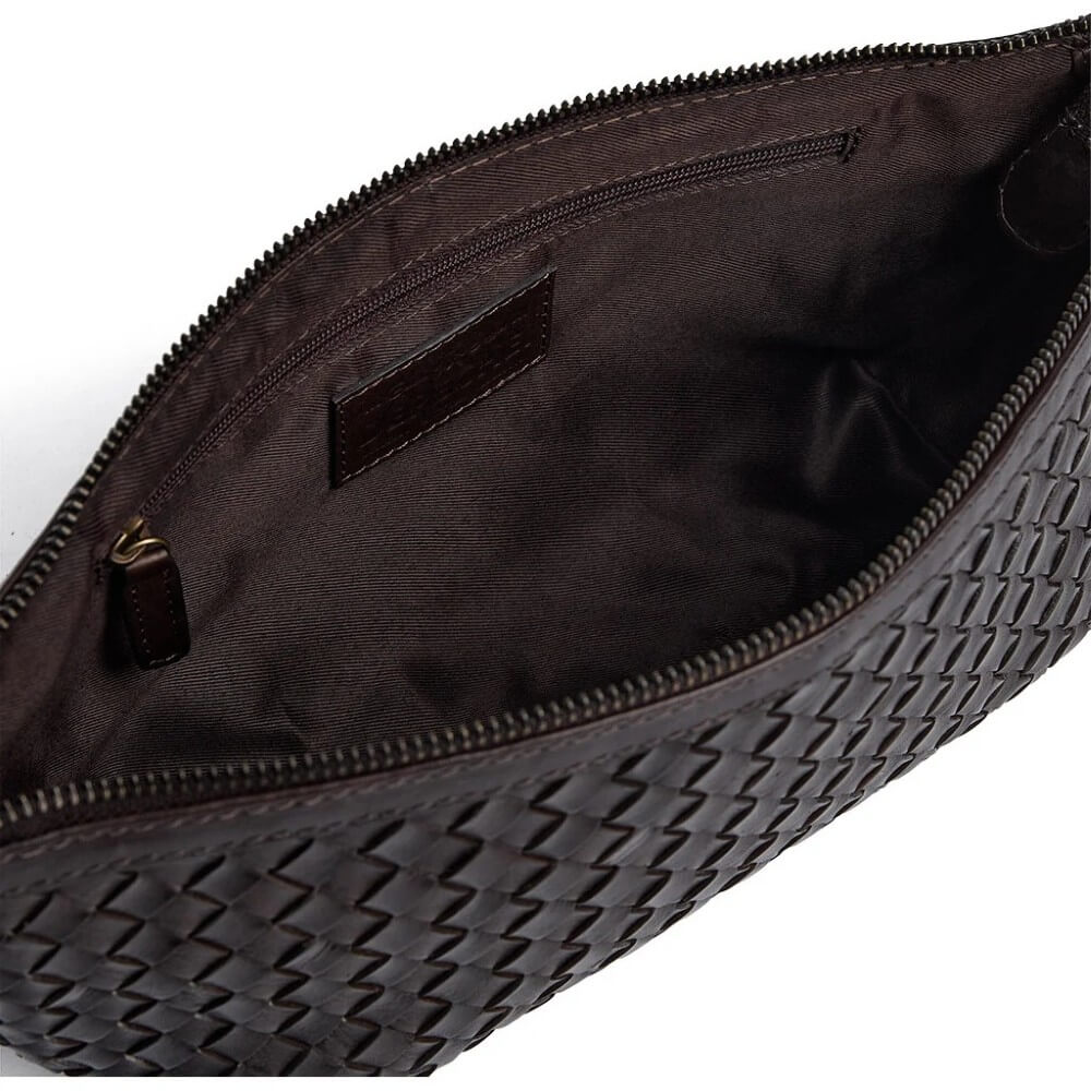 Depeche Sofya 17420 Woven Dark Brown Leather Shoulder Bag