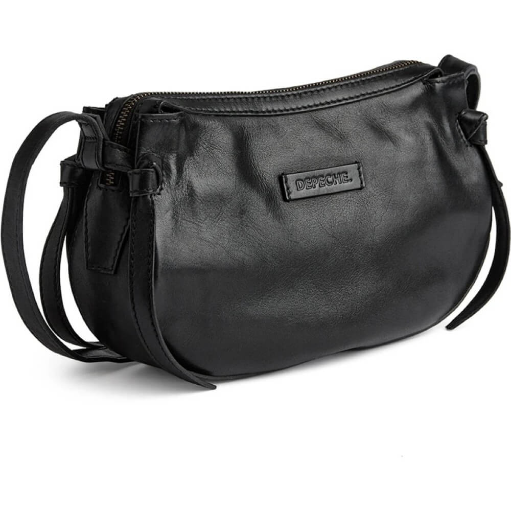 Black Leather Depeche Shoulder Bag