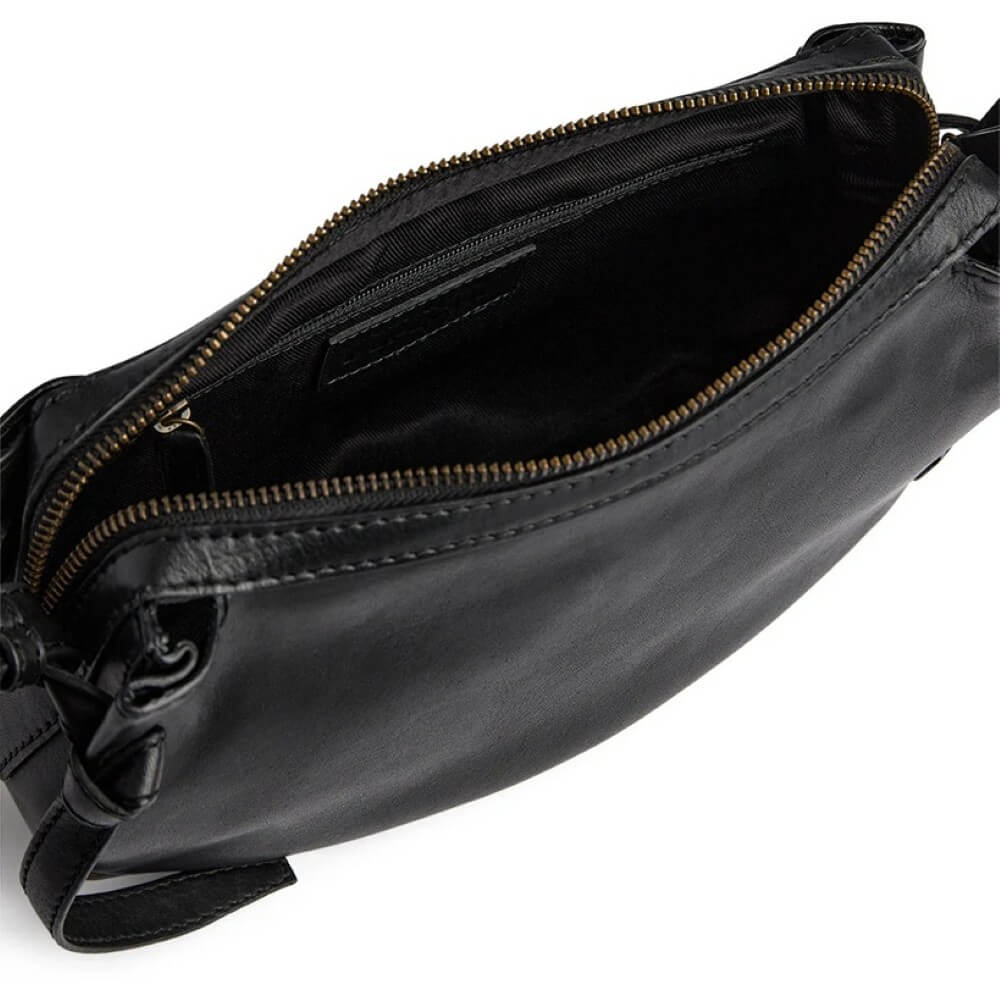 Black Leather Depeche Shoulder Bag