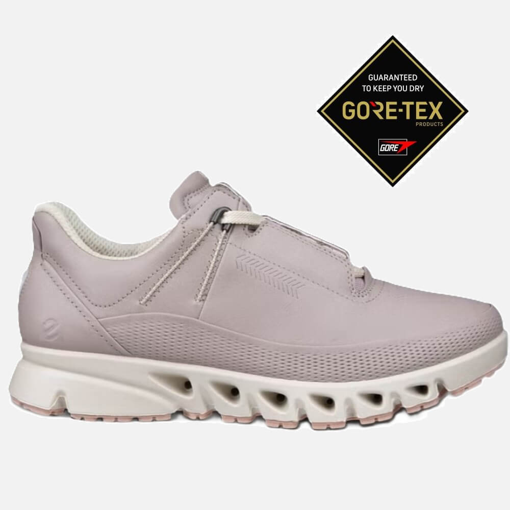 Ecco Light purple walking shoe with white sole, featuring Gore-Tex logo.