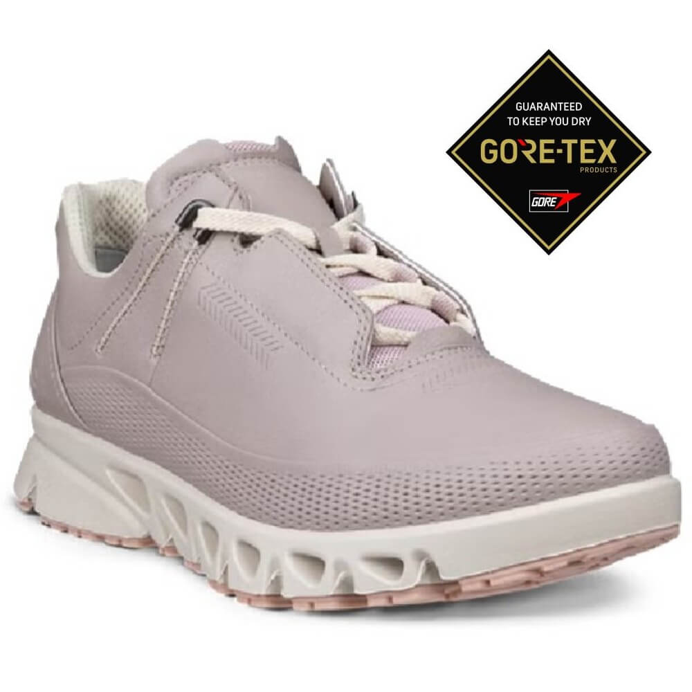 Ecco Light purple walking shoe with white sole, featuring Gore-Tex logo.