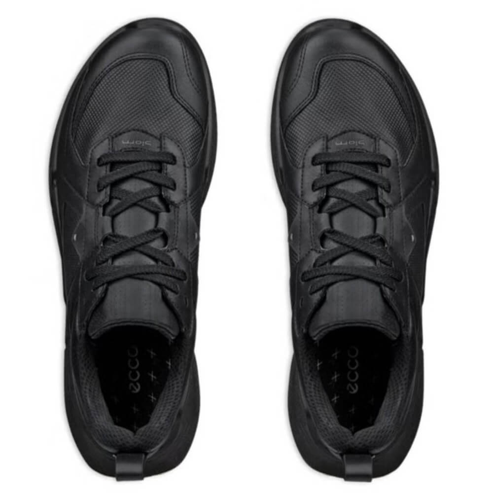 Pair of black athletic shoes on a white background