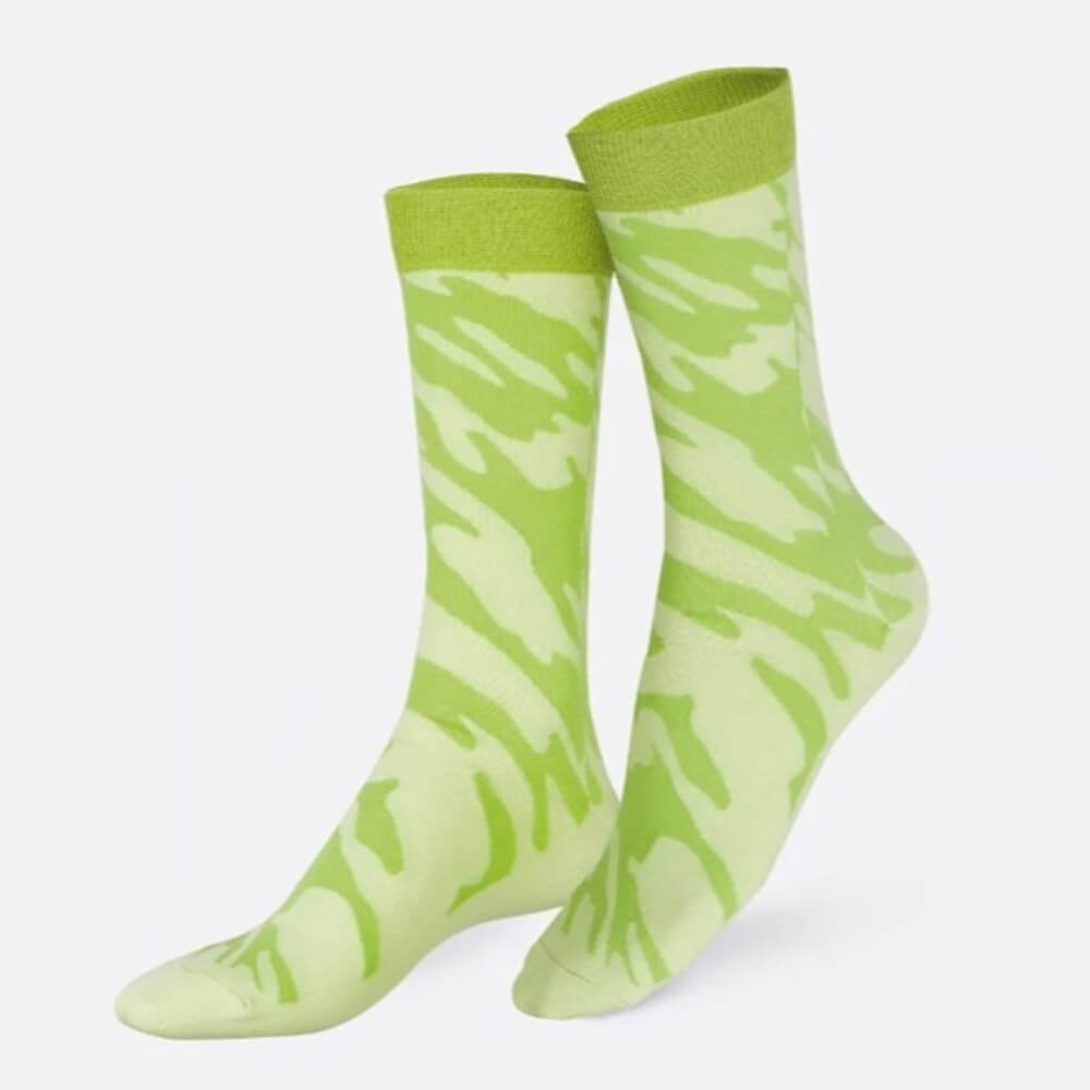 Pair of green striped socks