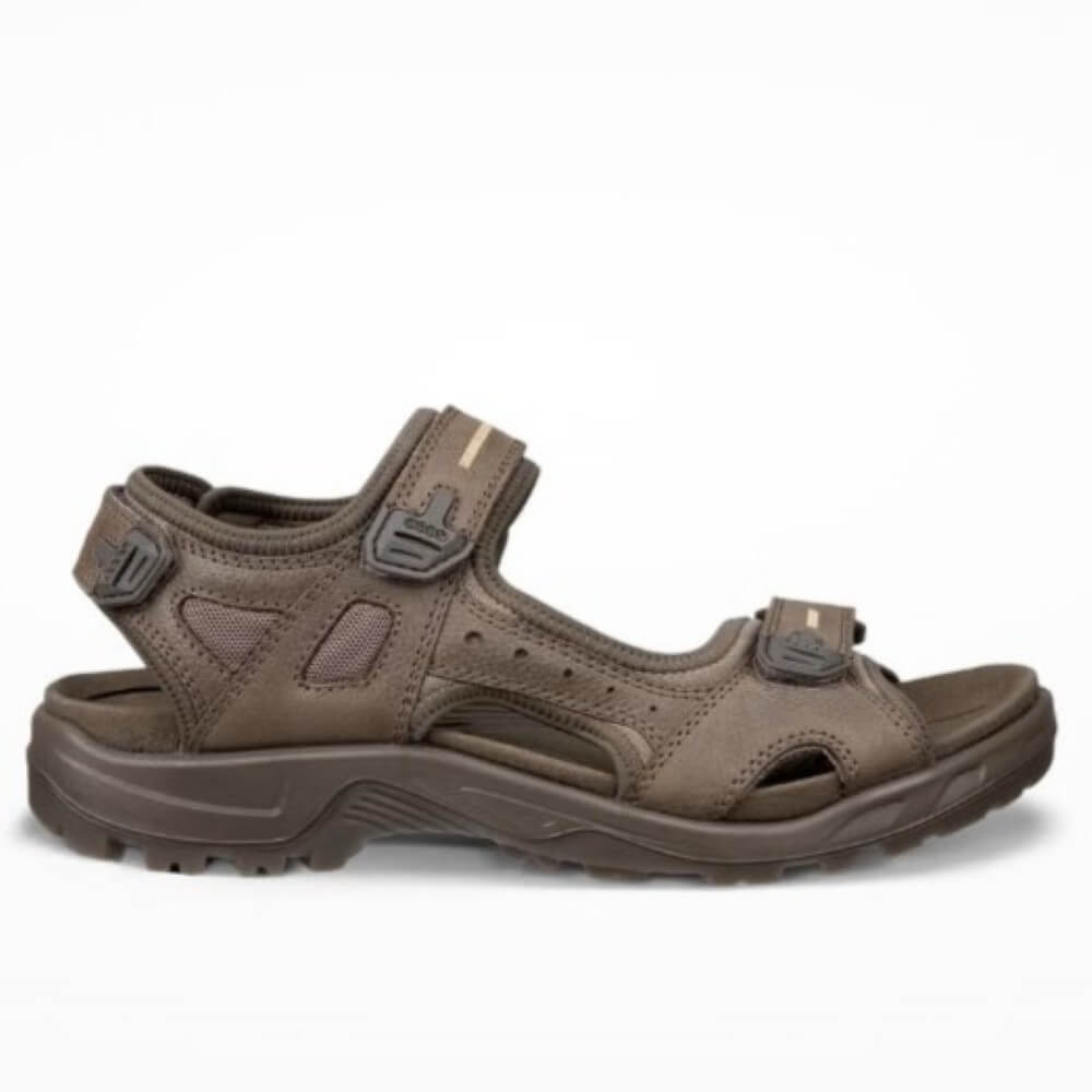 Ecco offroad Brown sandal with multiple straps on a white background