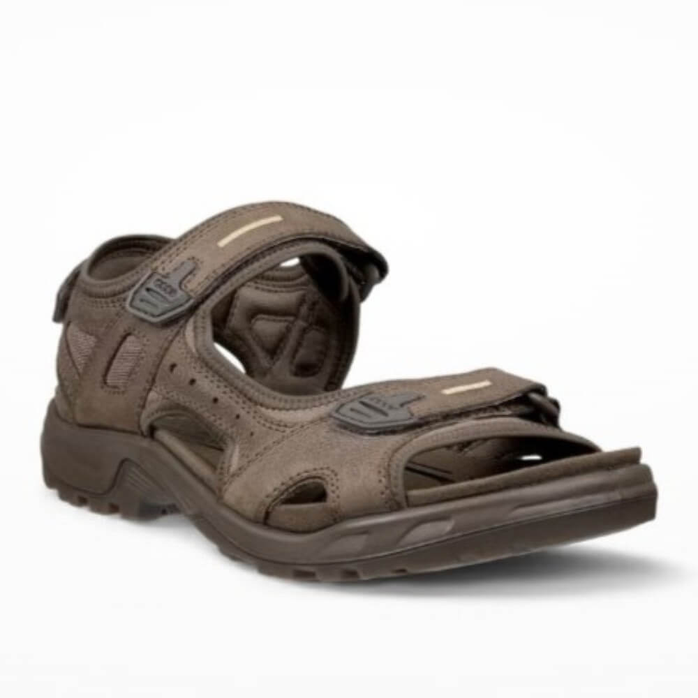Ecco offroad Brown sandal with multiple straps on a white background