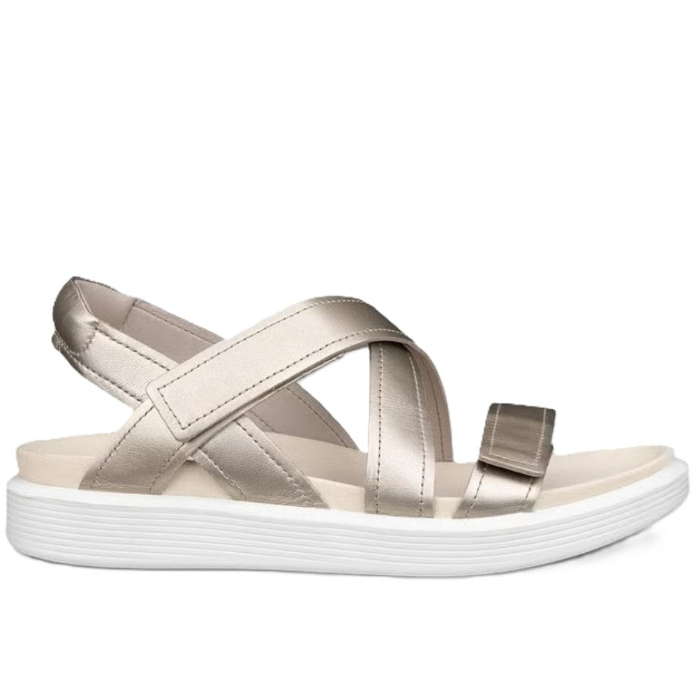 Ecco Gold sandal with three Velcro straps