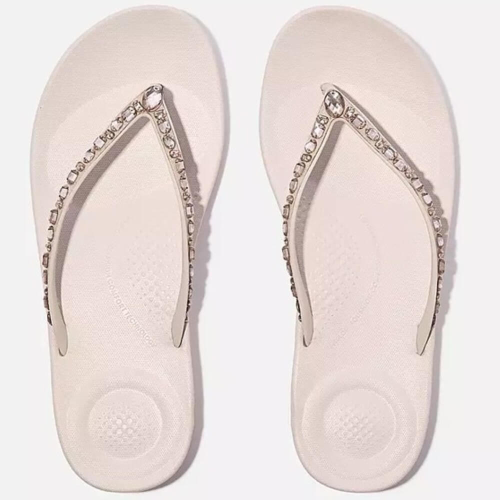 FitFlop iQUSHION Sparkle Toe-Posts Nude Rose