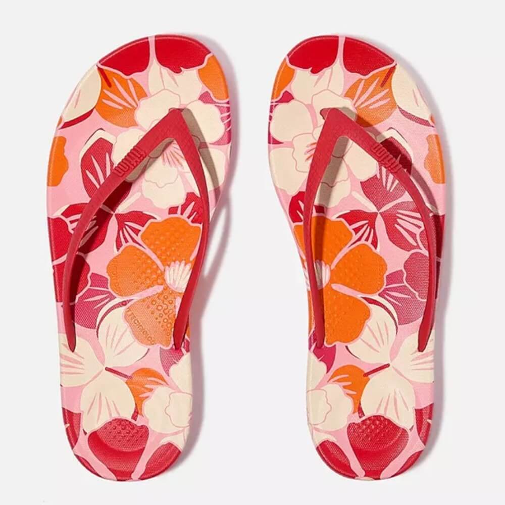 Fitflop IQUSHION Flowerz Ergonomic Toe-Posts Redberry Mix
