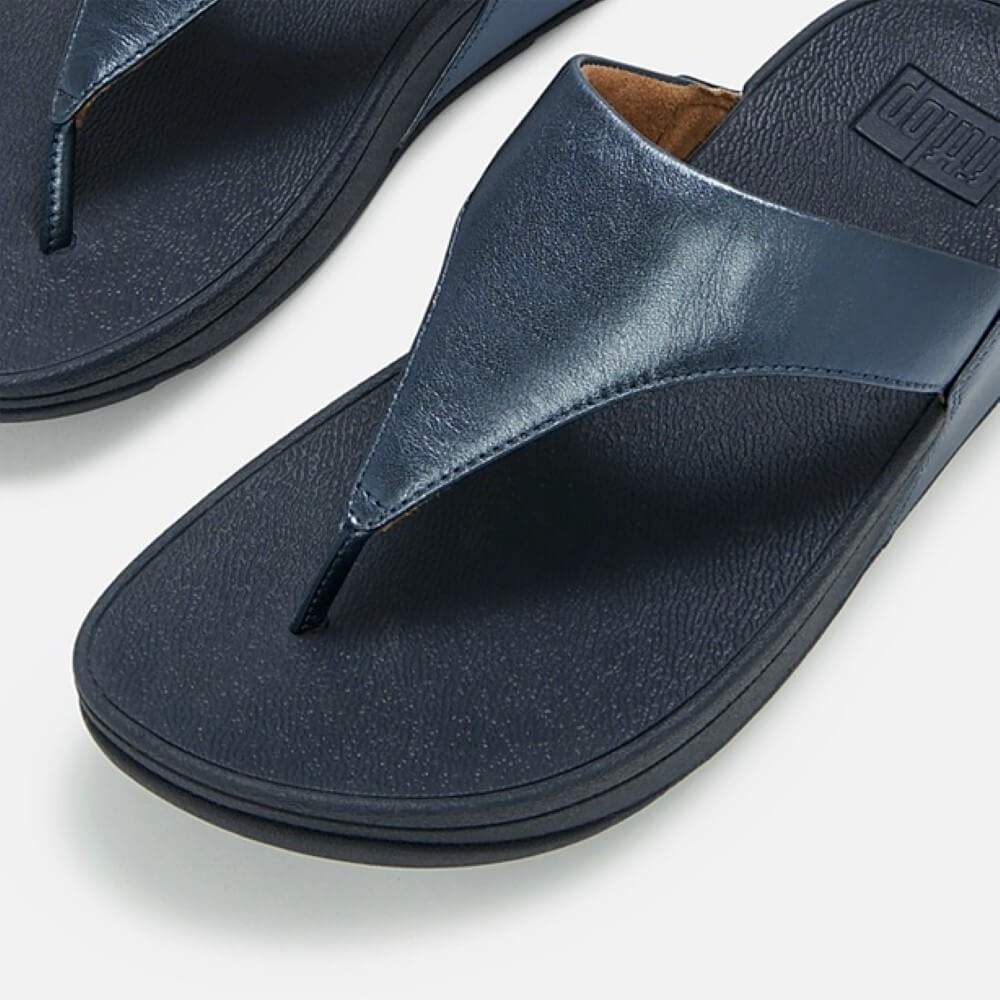 Fitflop LULU Leather Toe-Post Metallic Cosmic Blue