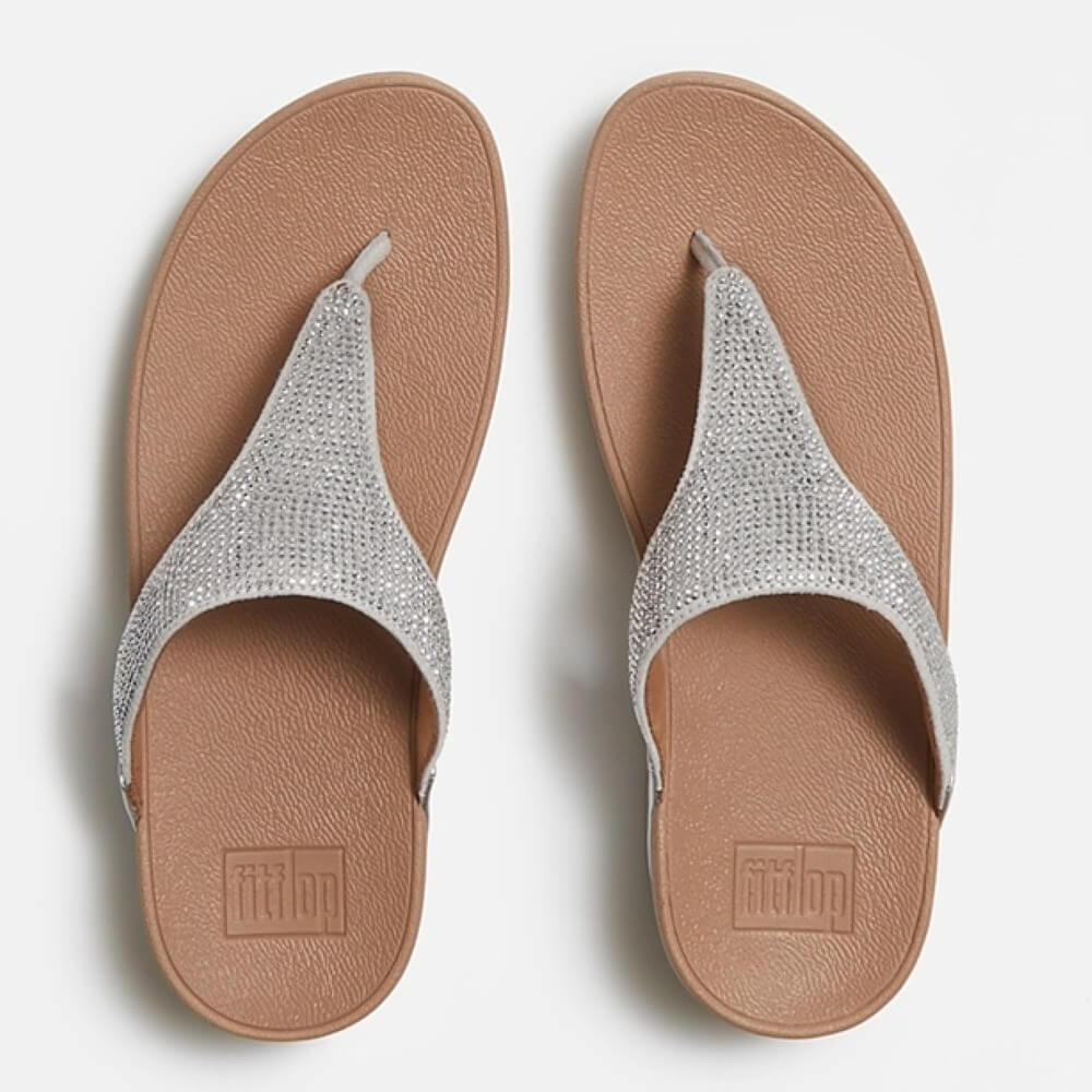 Fitflop Lulu Crystal Embellished Toe-Post Sandals Silver