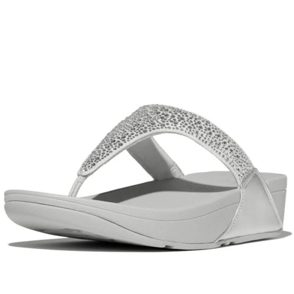 Fitflop Lulu Crystal Mix Toe-Post Sandals-SILVER
