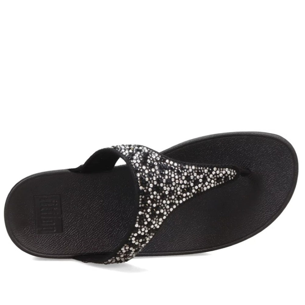 Fitflop Lulu Crystal Mix Toe-Post Sandals-BLACK